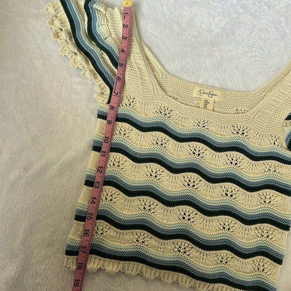 Women’s Granny Knit Crochet Flutter Sleeve Coastal Grandma Preppy Breathable Top - Picture 7 of 9